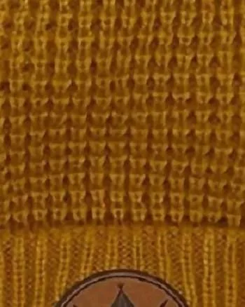 Camping Waffle Knit Cuffed Beanie In Gold | Gold