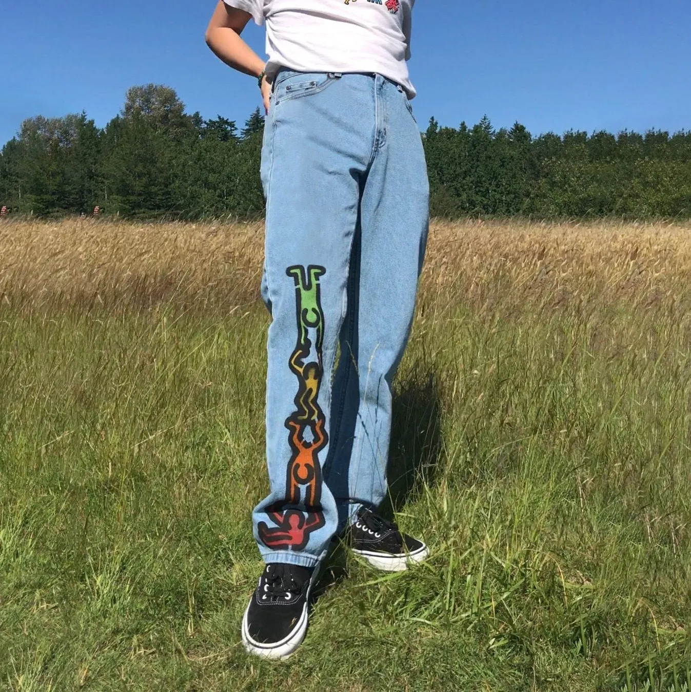 Casual fashion villain pattern straight-leg trousers