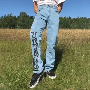 Casual fashion villain pattern straight-leg trousers