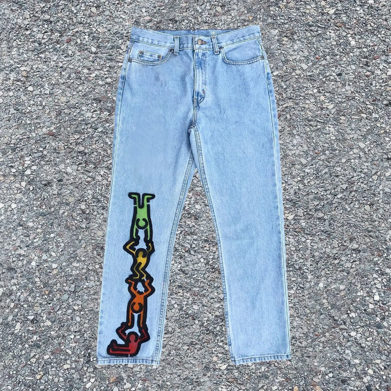 Casual fashion villain pattern straight-leg trousers