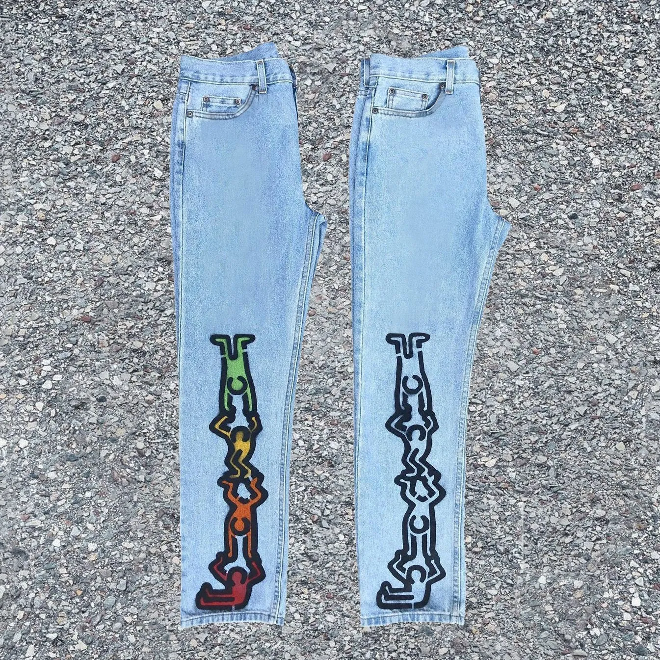 Casual fashion villain pattern straight-leg trousers