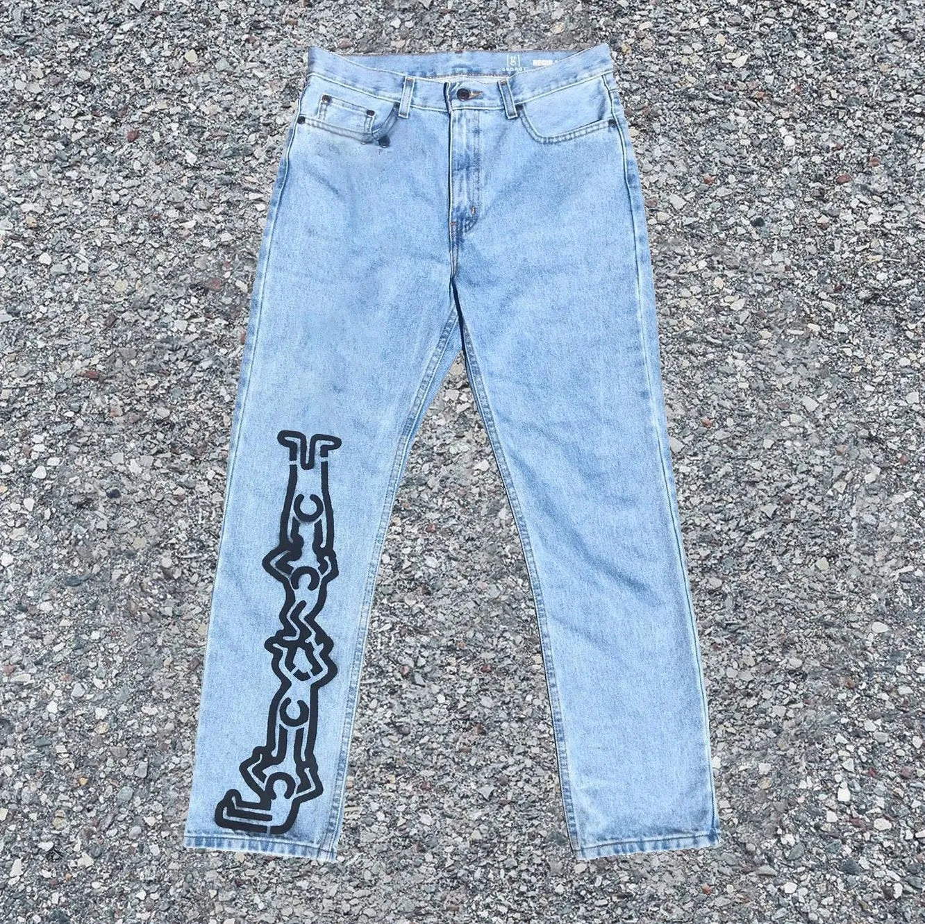 Casual fashion villain pattern straight-leg trousers