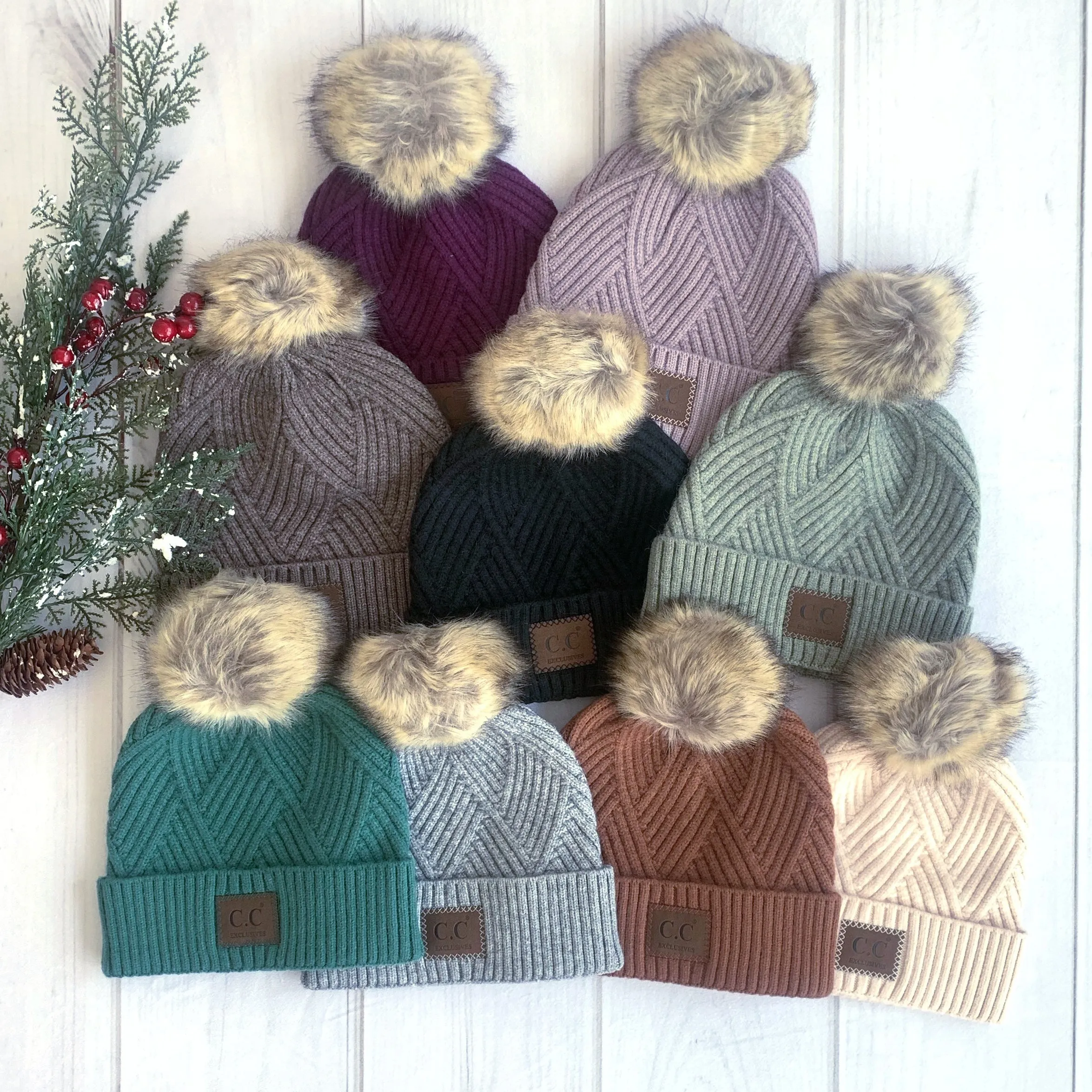 CC Textured Pom Beanie