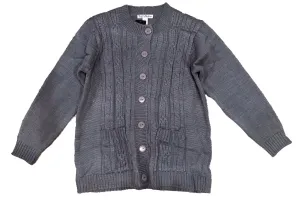 Chunky Cable Knit Sweater Cardigan (Grey)
