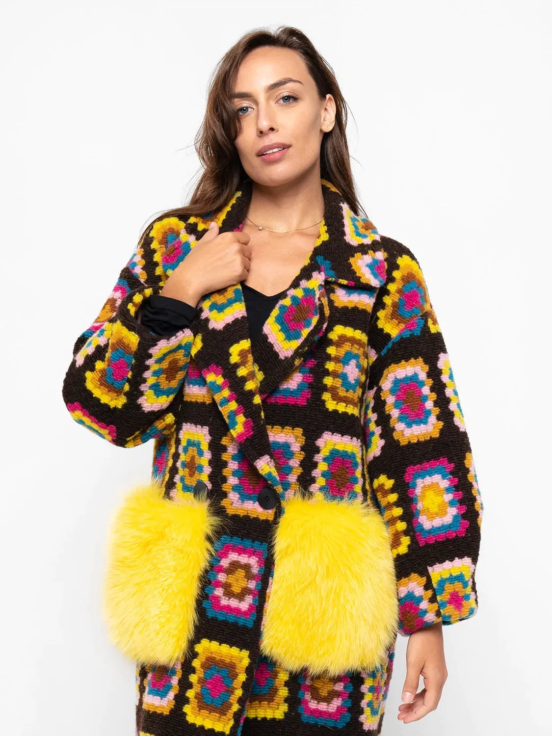 COAT- Fox pockets yellow & black
