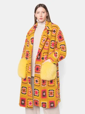 COAT - Fox pockets yellow and fuchsia on yellow