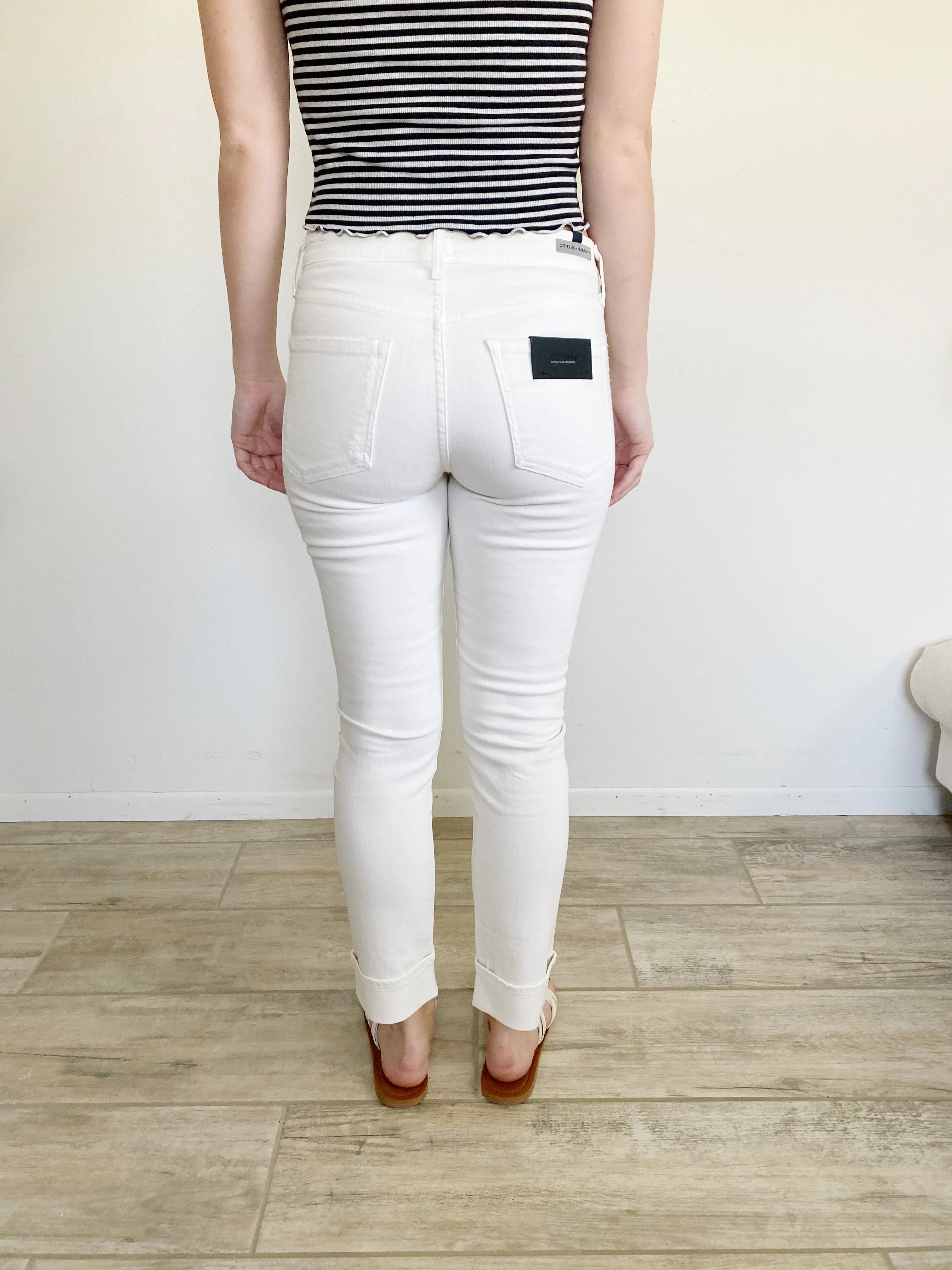 COH Citizen of Humanity Jazmin Ankle Cuff White Jeans