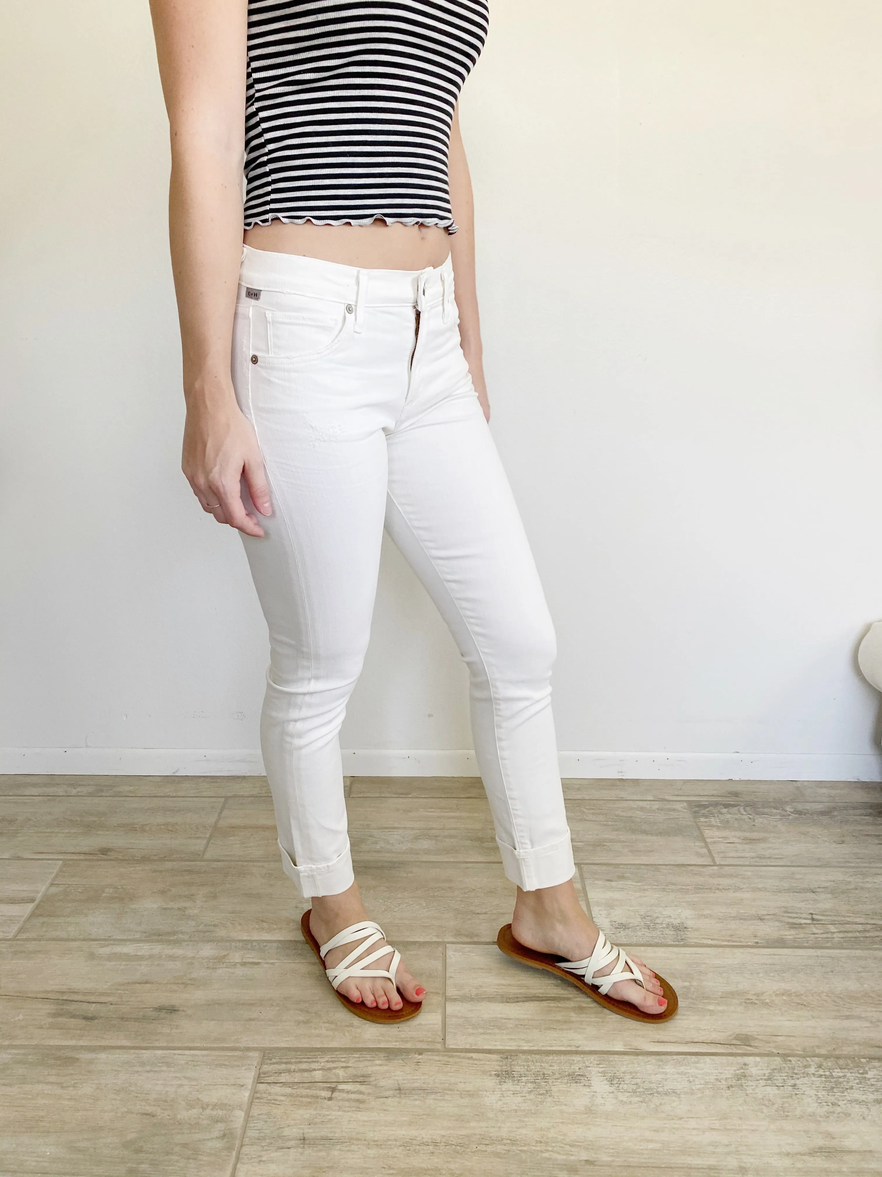 COH Citizen of Humanity Jazmin Ankle Cuff White Jeans