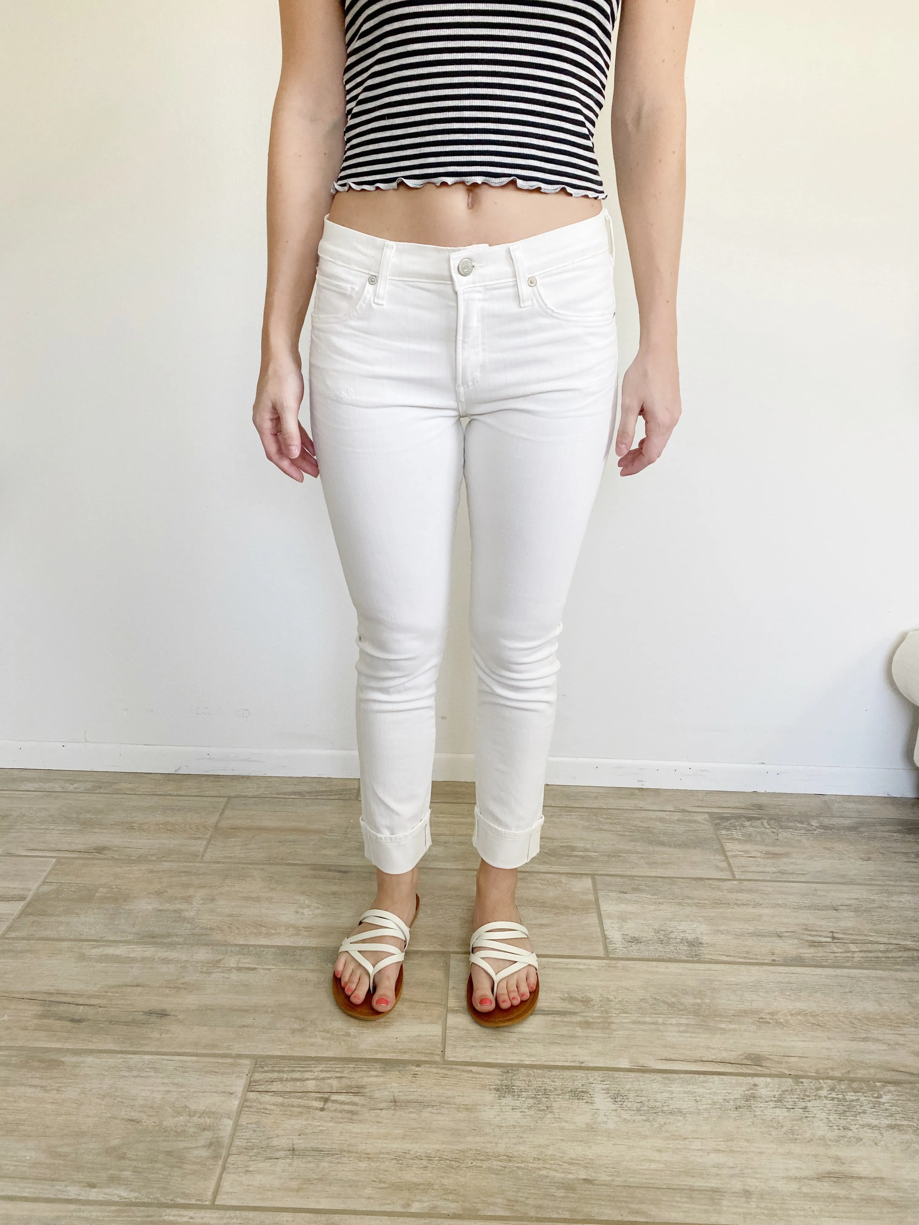 COH Citizen of Humanity Jazmin Ankle Cuff White Jeans