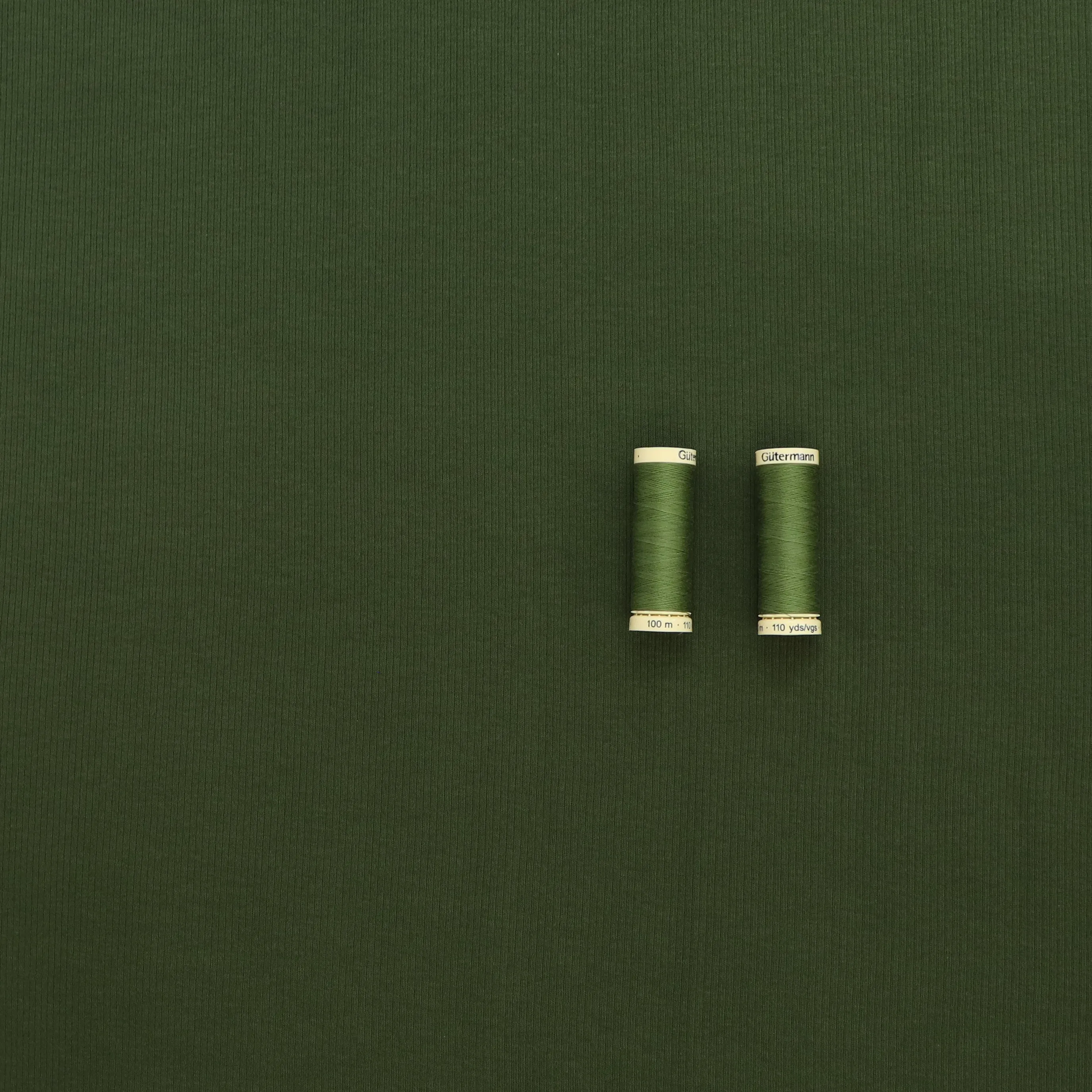 Cotton Narrow Ribbed Jersey - Olive Green