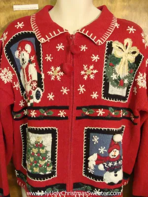Crafty Red Cheap Ugly Christmas Sweater
