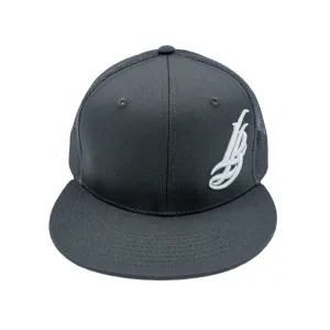 Cursive LB White on Charcoal Trucker Hat
