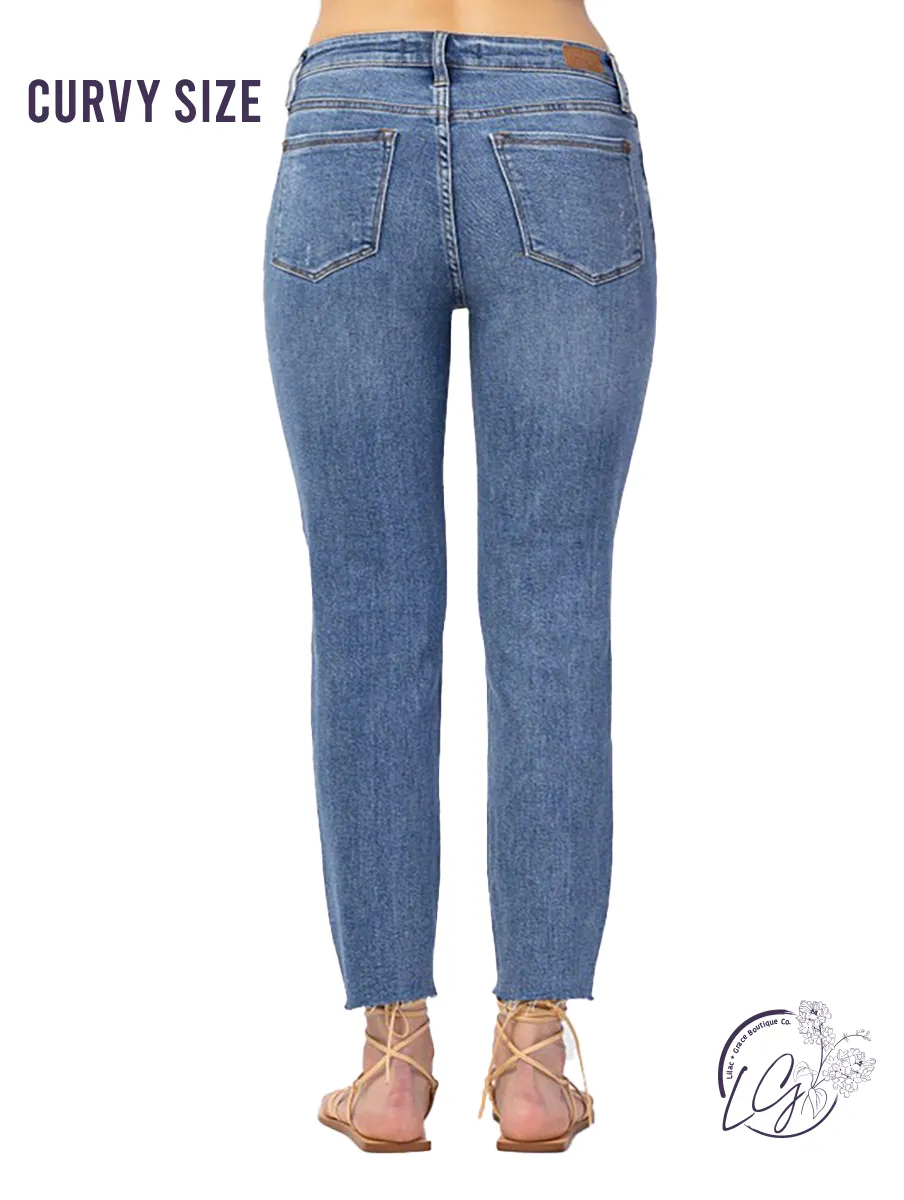 Curvy Alex High-Rise Sunflower Embroidery Relaxed Fit by Judy Blue