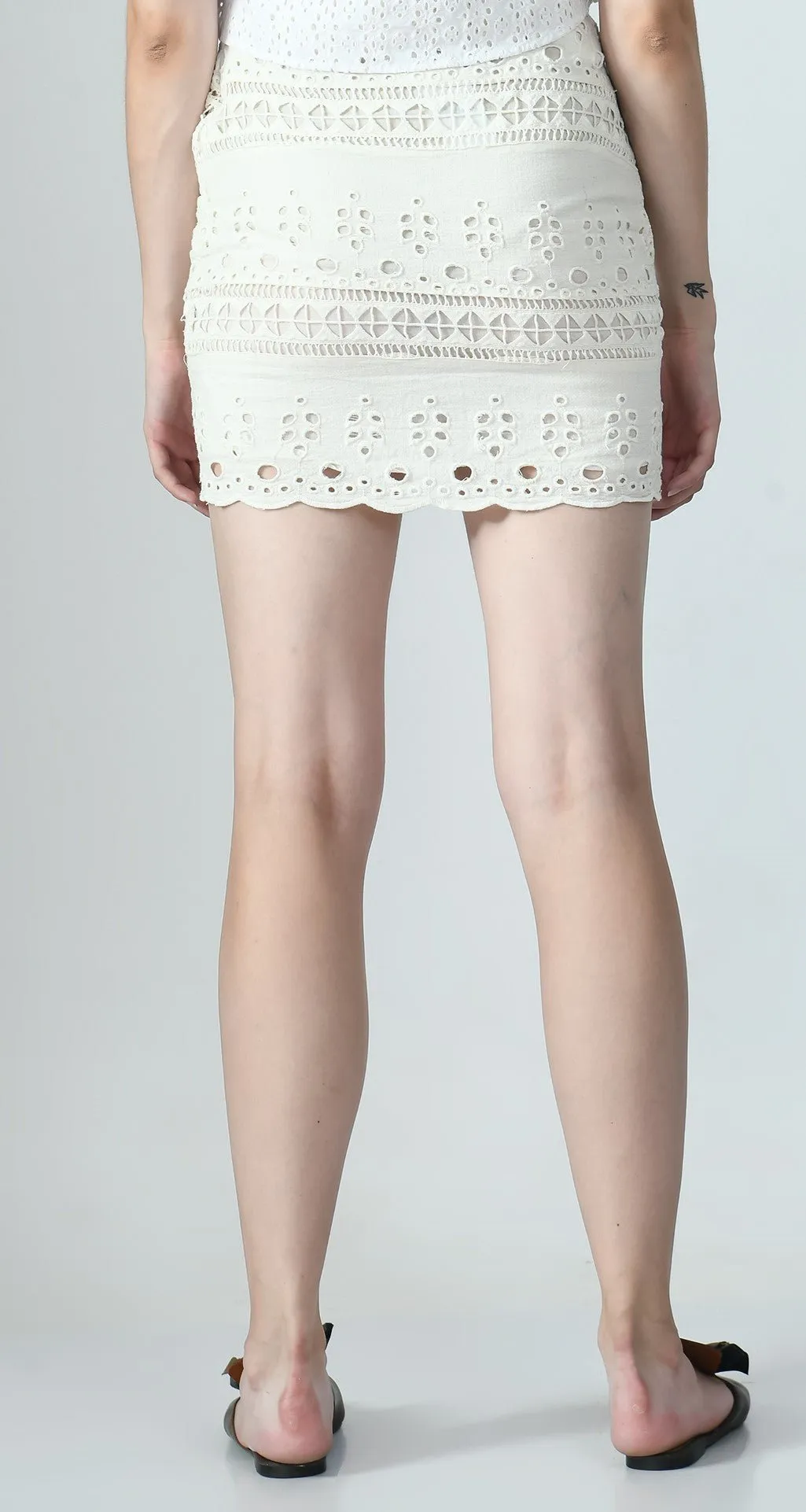 Cutwork Embroidery Short Skirt