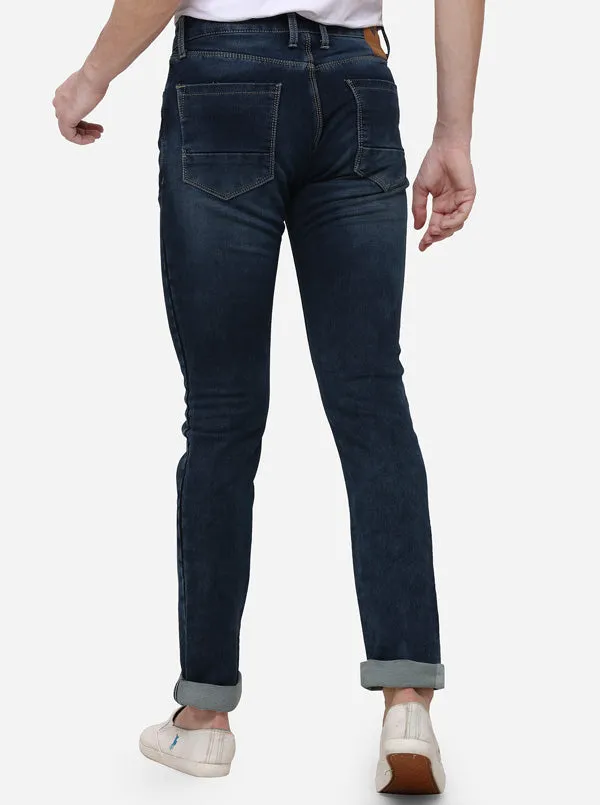 Dark Blue Straight Fit Solid Jeans | JadeBlue