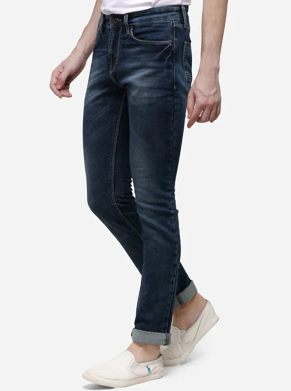 Dark Blue Straight Fit Solid Jeans | JadeBlue
