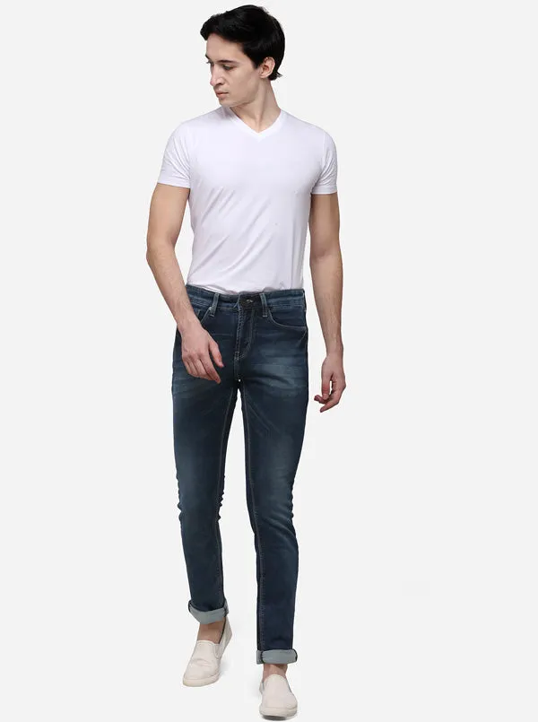 Dark Blue Straight Fit Solid Jeans | JadeBlue