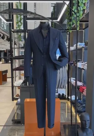 Dark blue striped suit