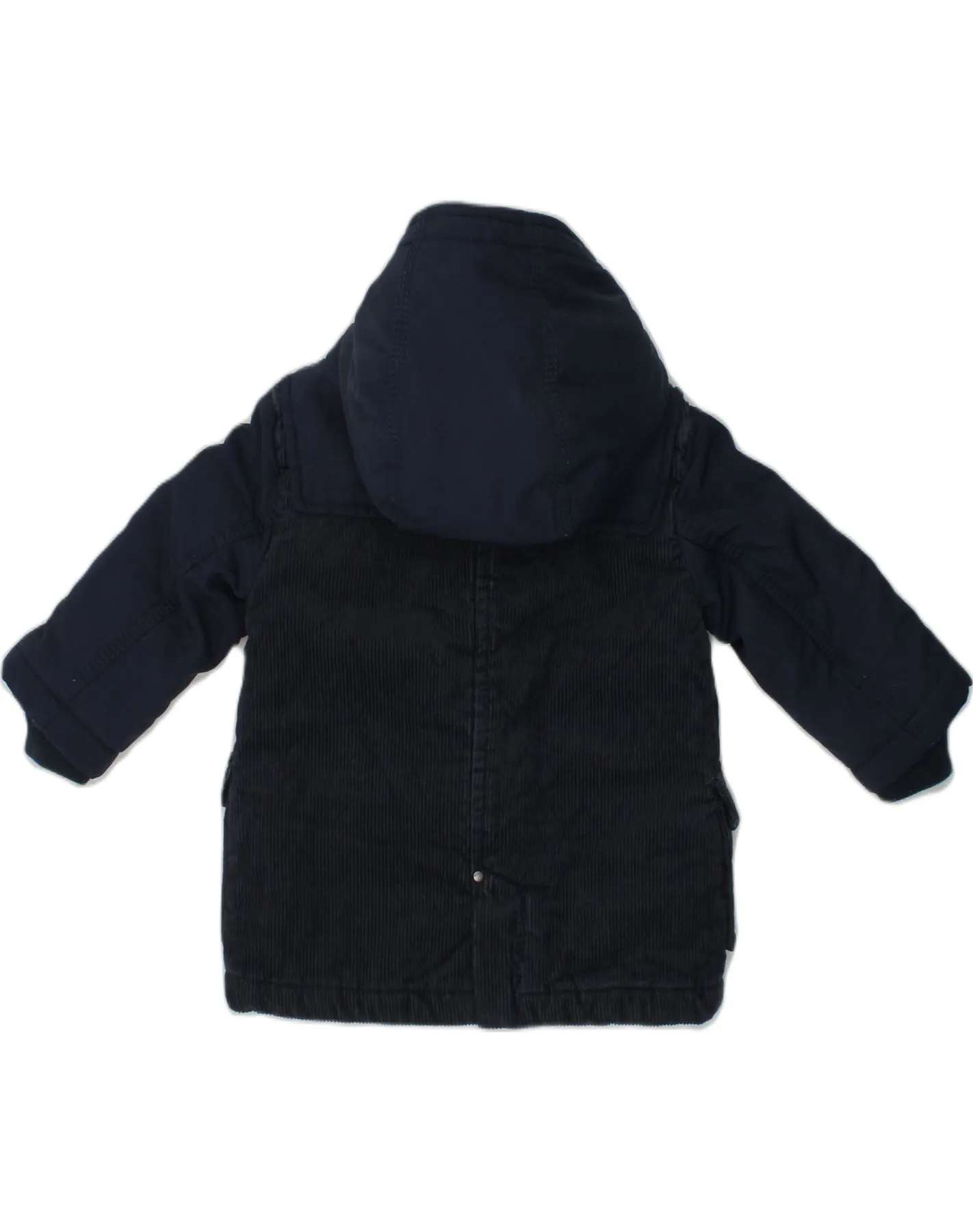 DIESEL Baby Boys Hooded Corduroy Duffle Coat 3-6 Months Navy Blue Cotton