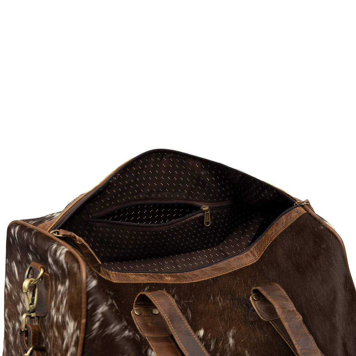 Duffle Bag, Genuine Hair on Cowhide Leather, Black or Brown