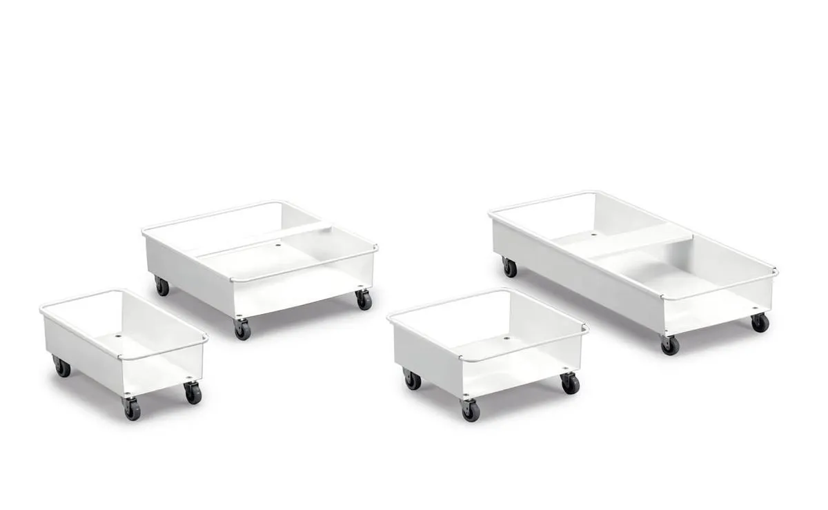 Durable DURABIN Rectangular 60L Robust Steel Wheel Bin Trolley | White
