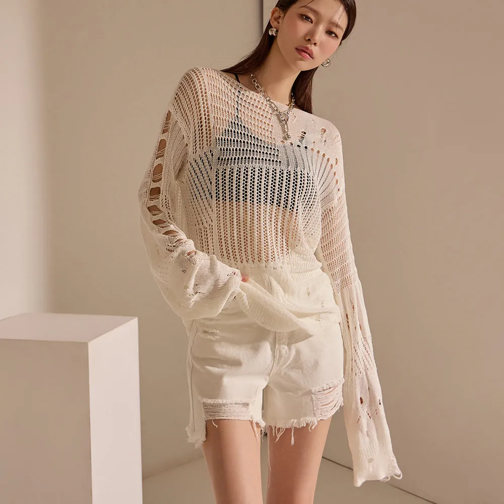 E3099 Damage Mesh Knit