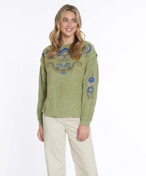 Embroidered Slub Knit Top