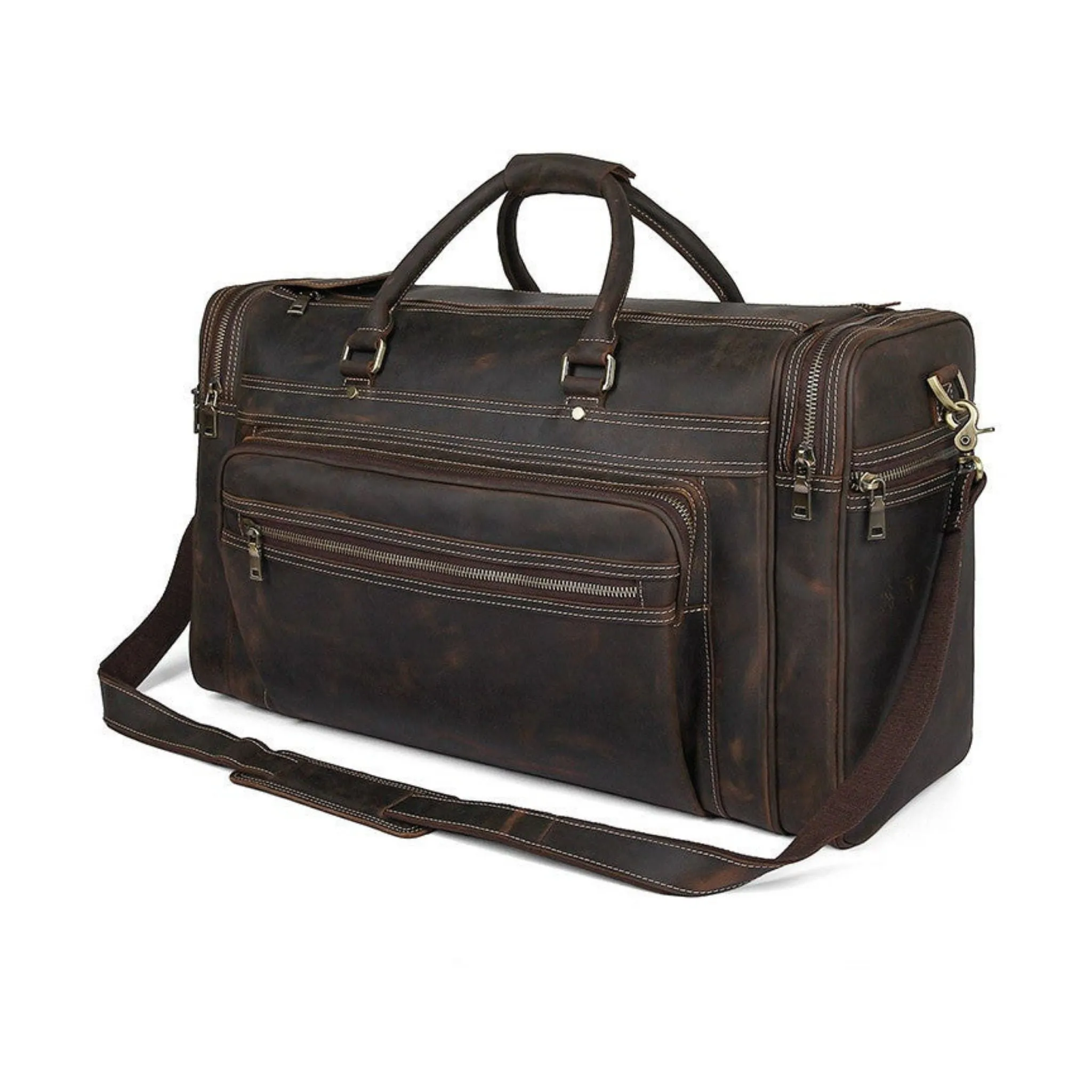 Extra Large Vintage Leather Travel Duffle Bag