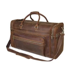 Extra Large Vintage Leather Travel Duffle Bag