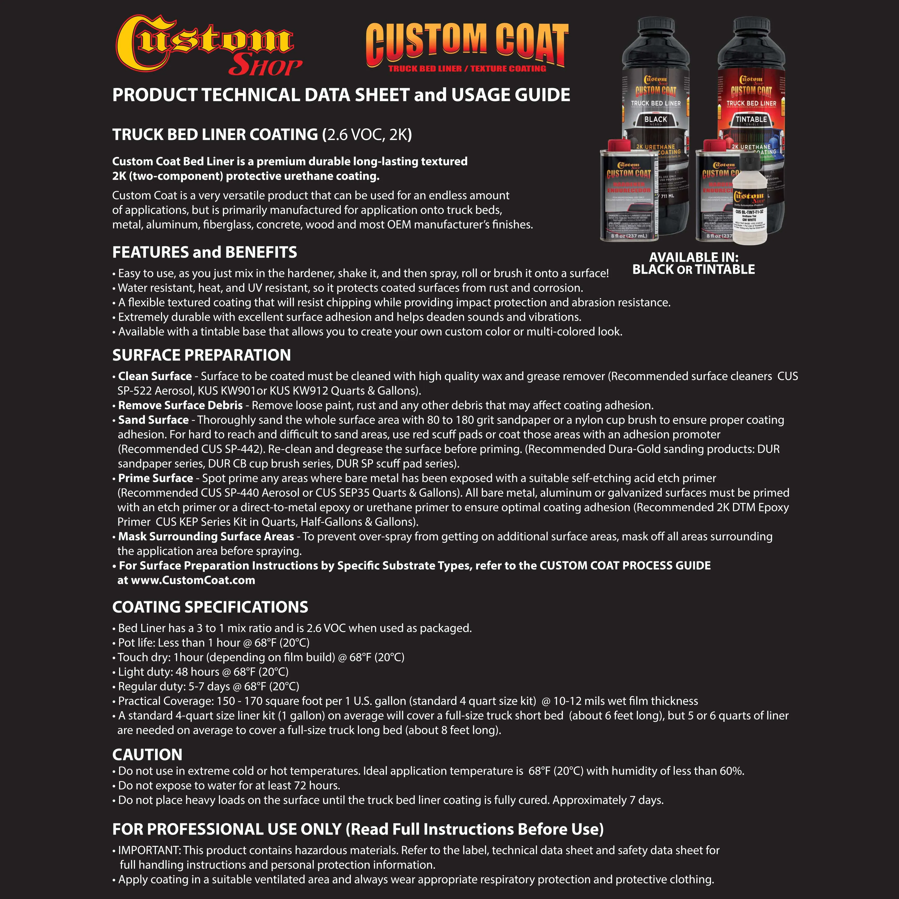 Federal Standard Color #33303 Khaki T76 Urethane Spray-On Truck Bed Liner, 1 Gallon Kit, Spray Gun & Regulator - Durable Textured Protective Coating