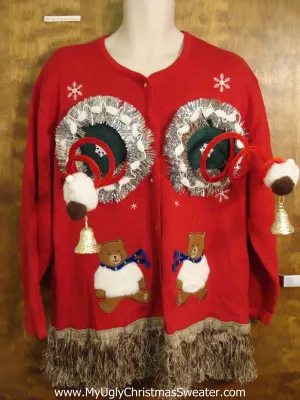 Fembot and Teddy Bears Ugly Christmas Sweater Cardigan