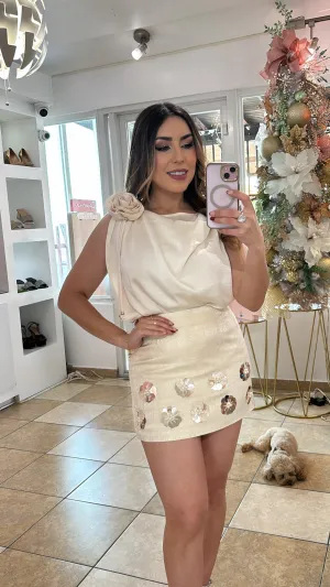 Flower Design Skirt Set