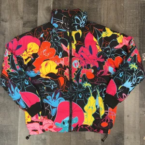 Freeze max- multi color looney tune bubble coat