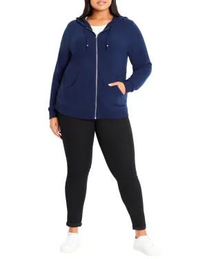 Freya Soft Touch Zip Hoodie | Navy