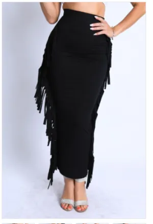 Fringe Maxi Skirt