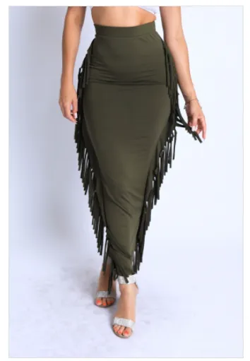 Fringe Maxi Skirt