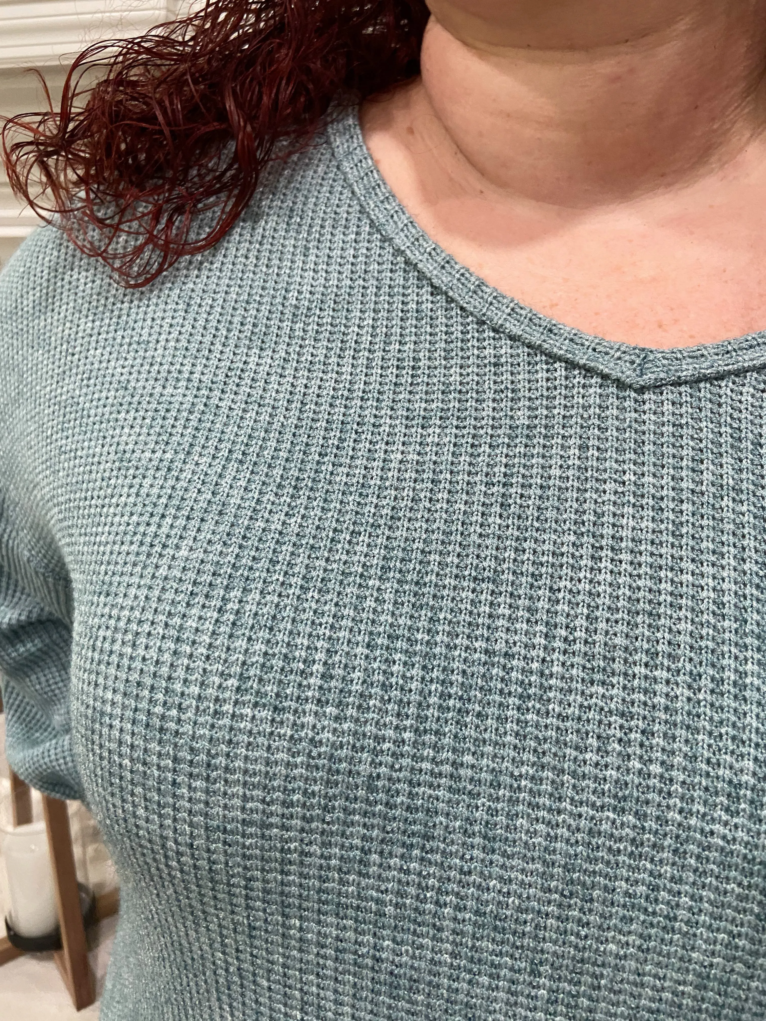 Fully into you Waffle Knit Sweater - Blue