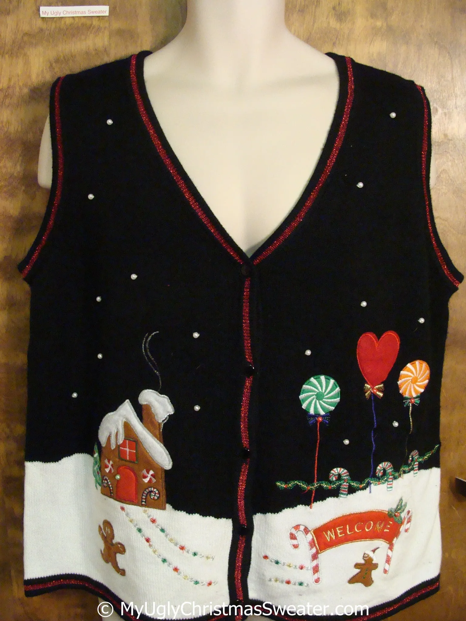 Funny Gingerbread WELCOME Party Christmas Sweater Vest