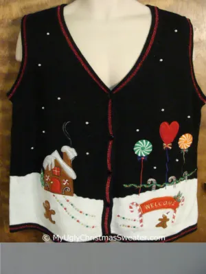 Funny Gingerbread WELCOME Party Christmas Sweater Vest