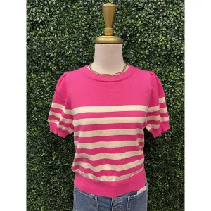 Gabriella Pink Striped Sweater Top
