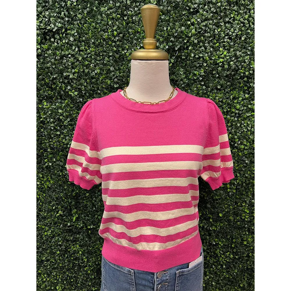 Gabriella Pink Striped Sweater Top