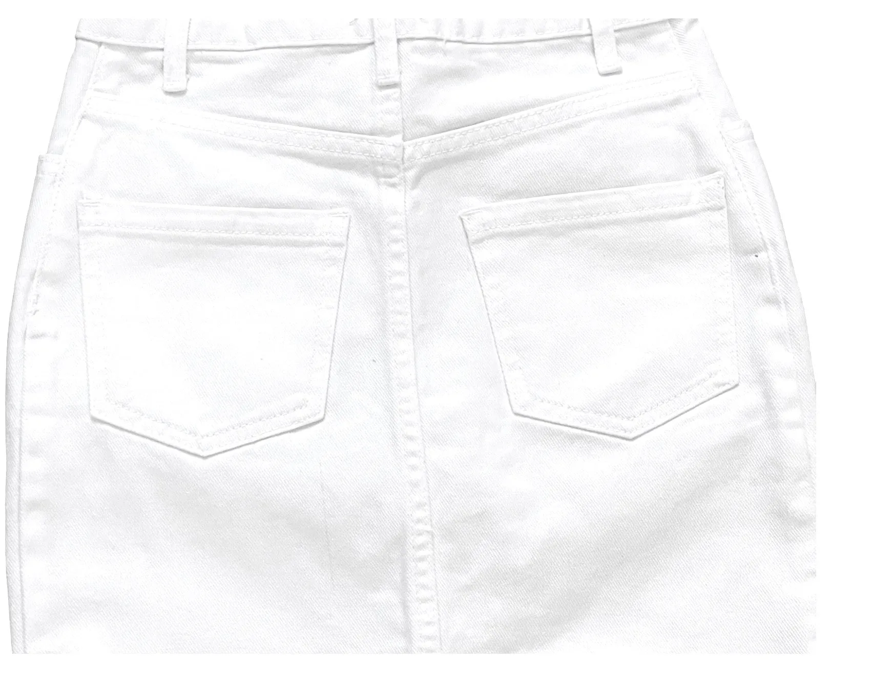 Girls Mid Blue & White High Rise Cotton Denim Jeans Mini Skirts