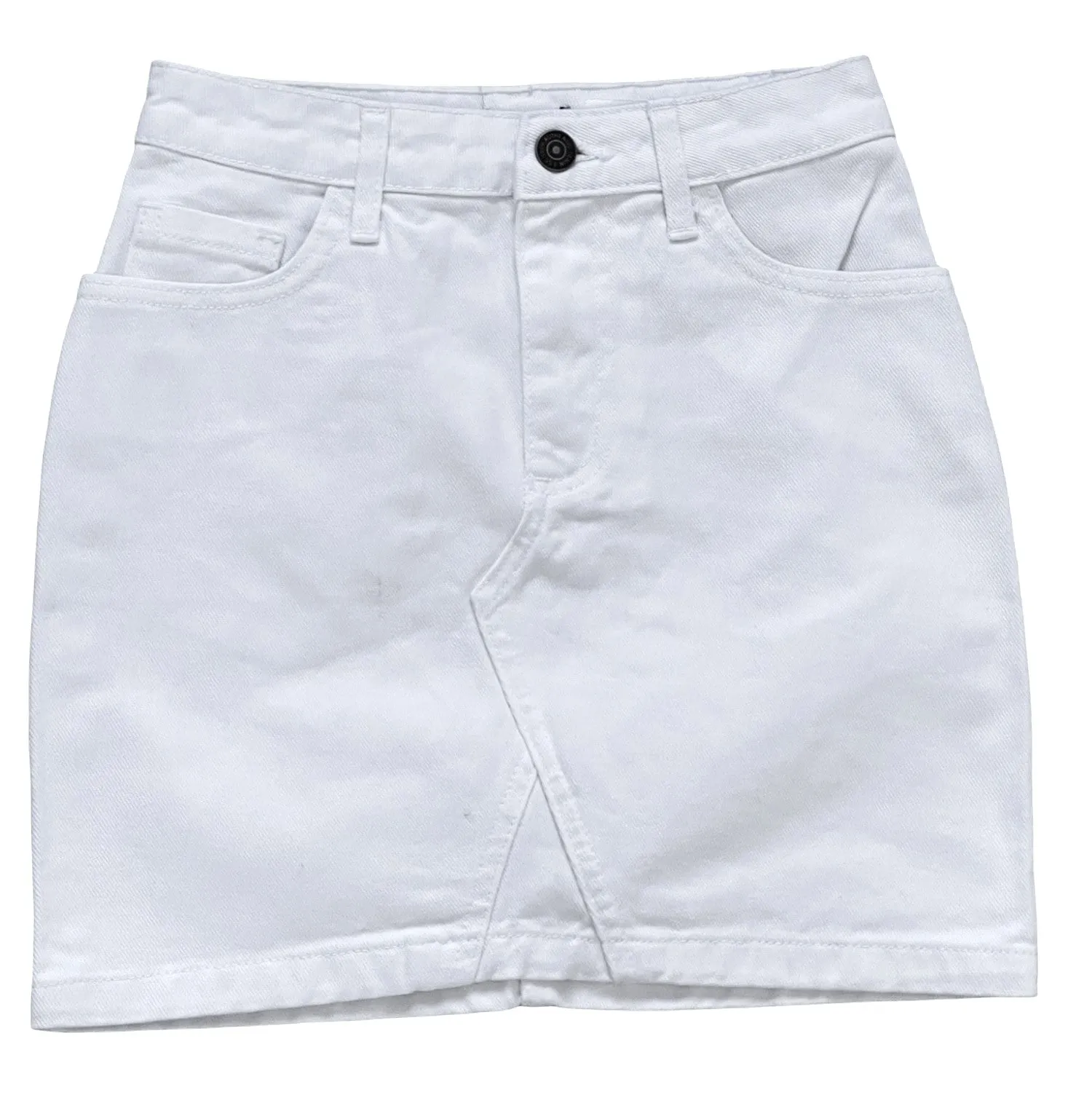 Girls Mid Blue & White High Rise Cotton Denim Jeans Mini Skirts