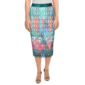 Gracia Womens Lace Midi Pencil Skirt