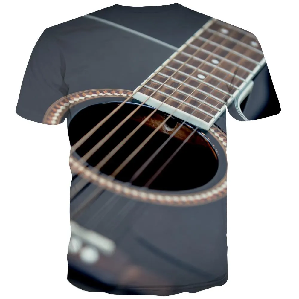 Guitar T-shirt Men Music Tshirt Anime Wooden T-shirts Graphic Metal Tshirts Cool