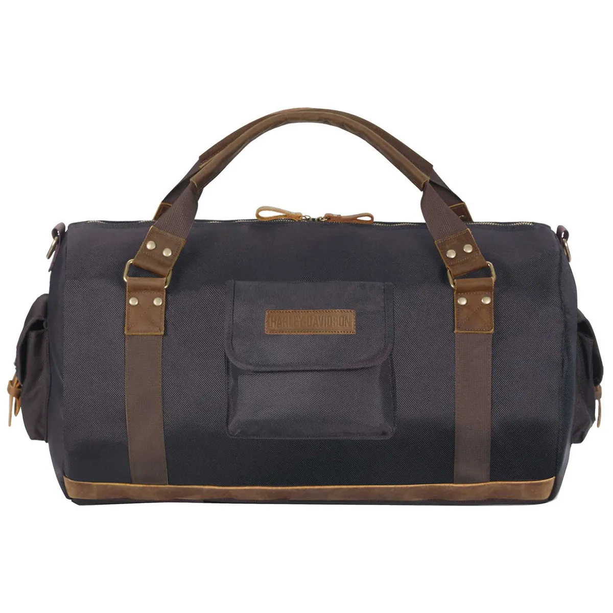 Harley-Davidson 21" Ponderosa Ballistic & Genuine Leather Duffel Bag, Black 90221