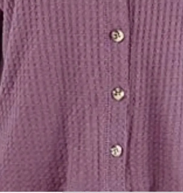 Hippie Rose Junior's Oversized Waffle Knit Cardigan Purple Size X-Large