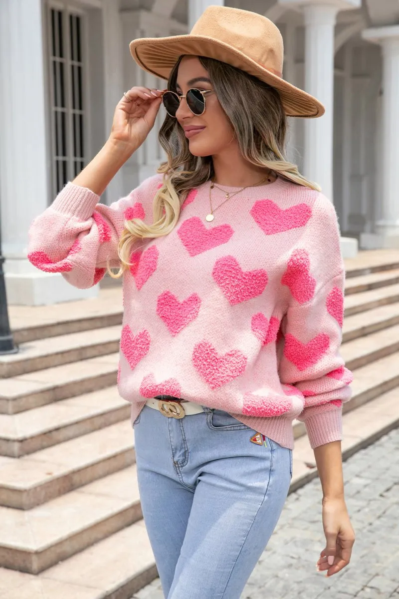 Hold my Hand Fuzzy Heart Sweater