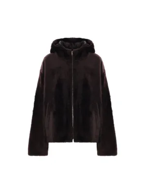 Hooded Coat in Shearling