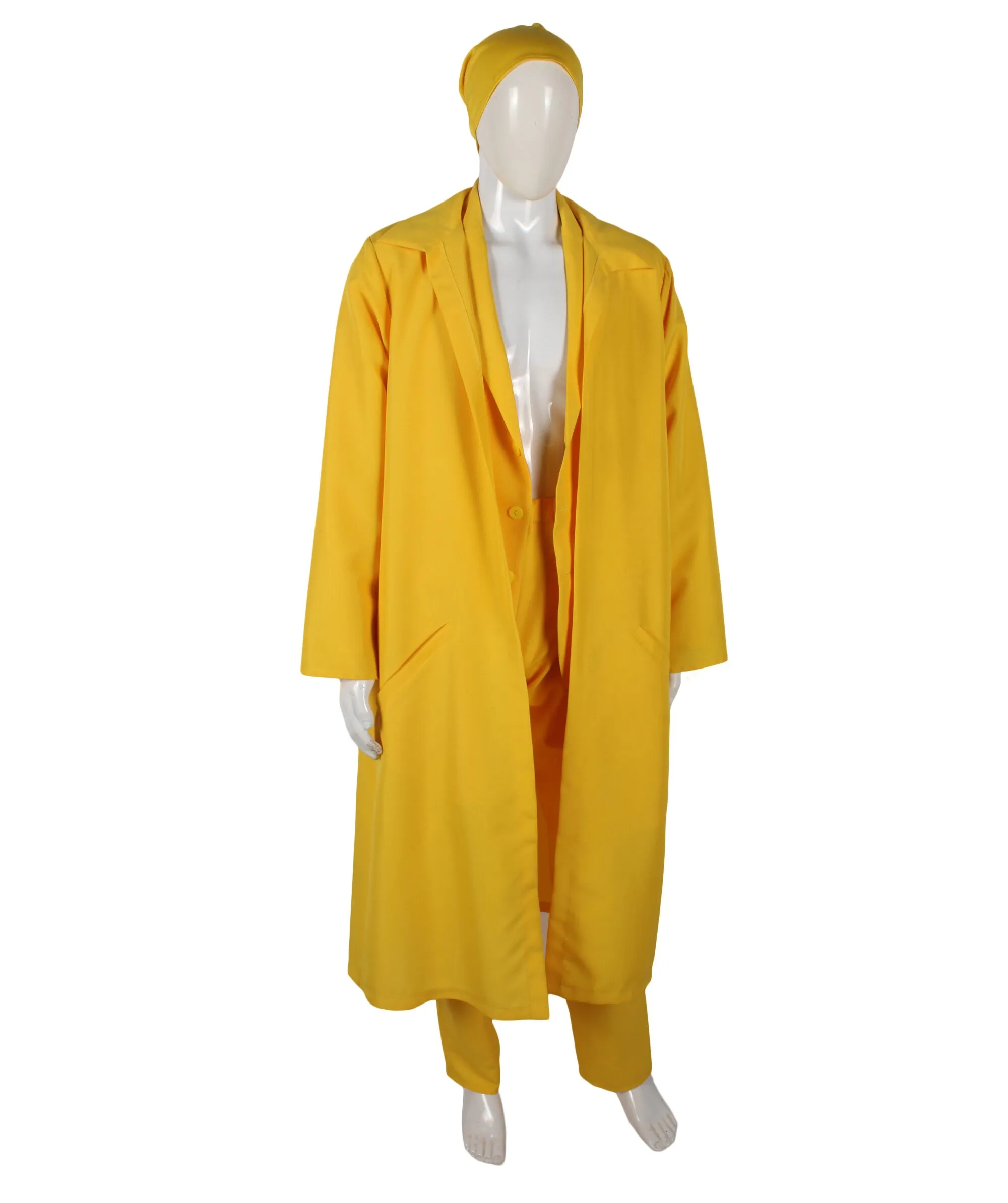 HPO Adult Adventurer Movie Character Yellow Costume, Perfect for Halloween, Flame-retardant Synthetic Fabric